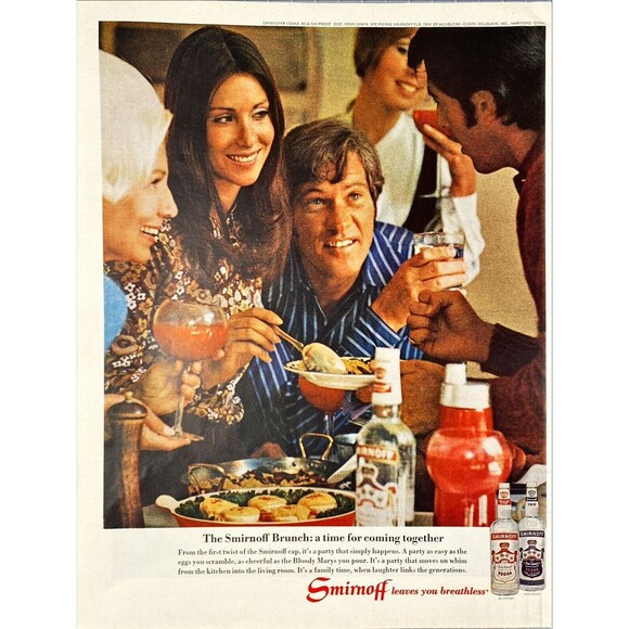 Smirnoff Vodka "Leaves You Breathless" Vintage Print Ad 1970 - Picture 1 of 3